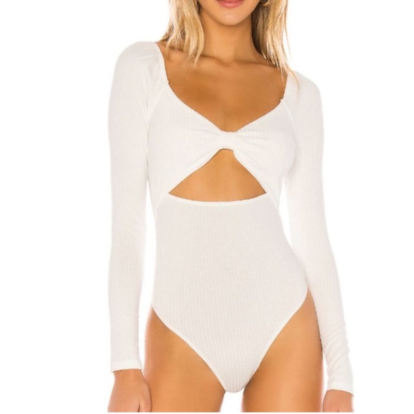 NWT superdown white cutout ribbed bodysuit - Picture 1 of 2